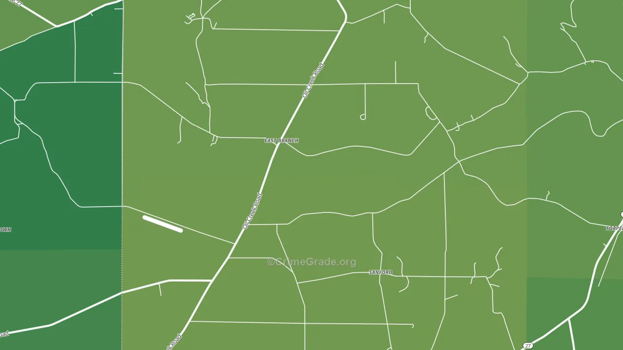 Sanford, PA Map of Vehicle Theft Rates
