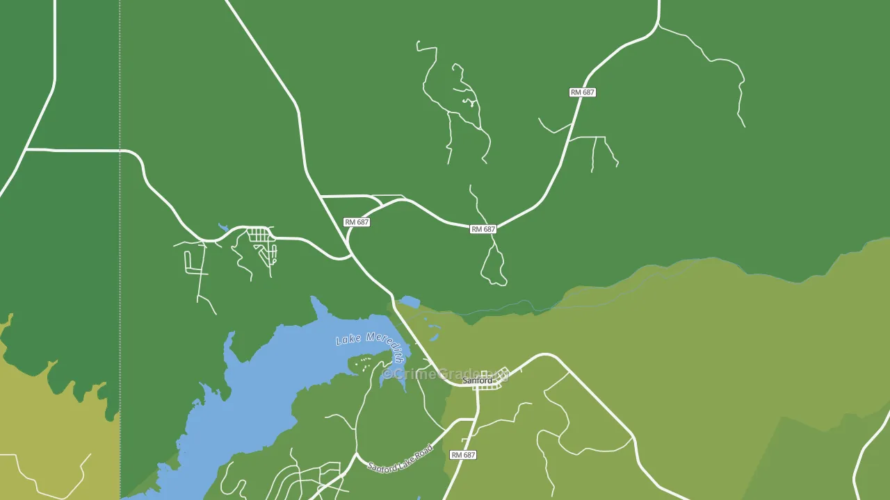 Sanford, TX Map of Vehicle Theft Rates
