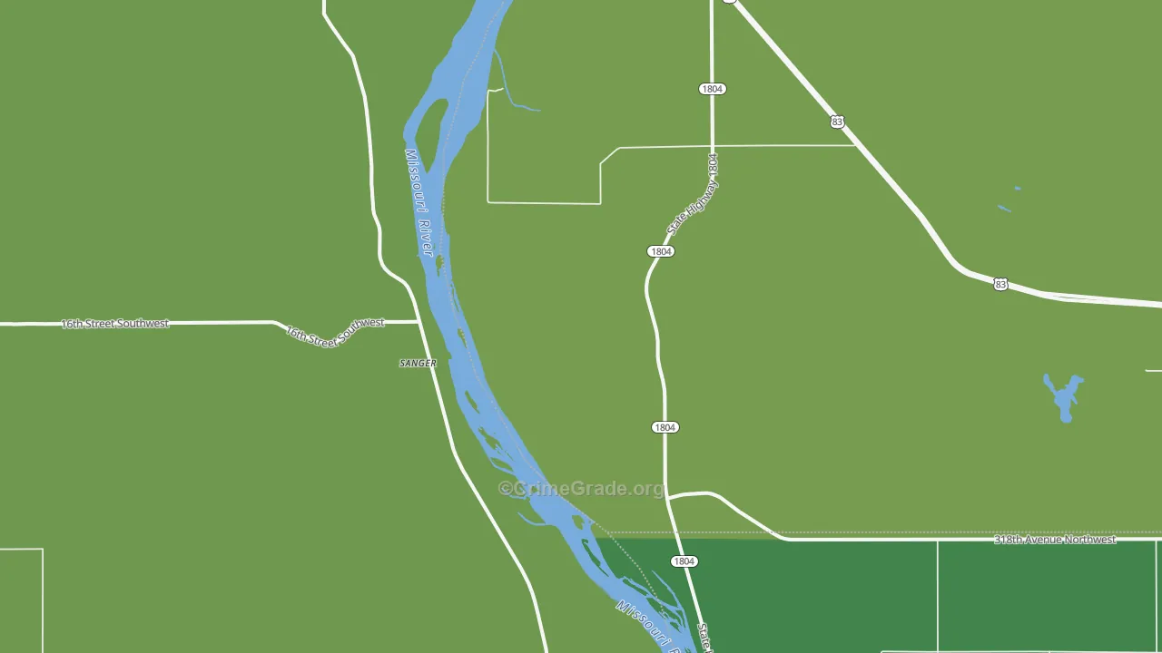 Sanger, ND Map of Vehicle Theft Rates