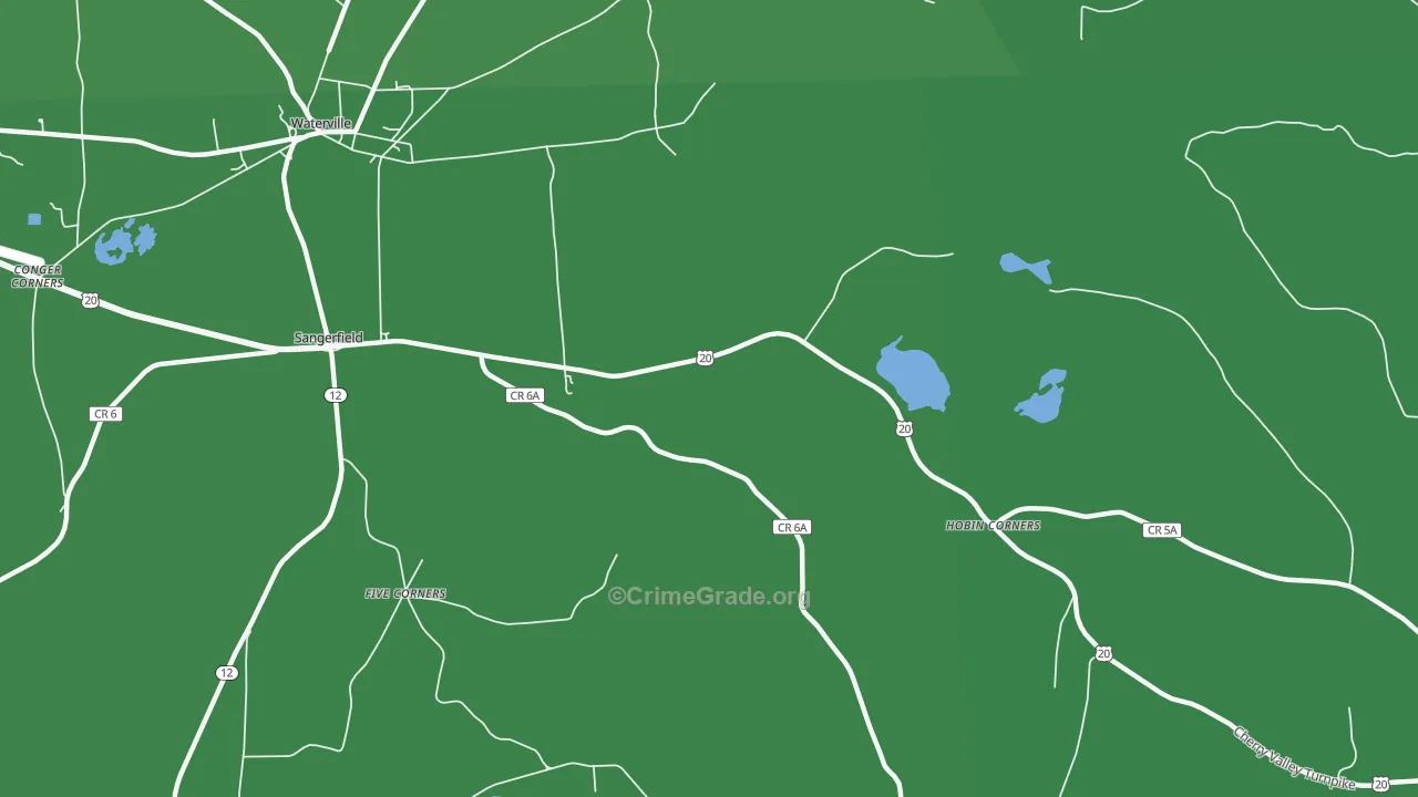 Sangerfield, NY Map of Vehicle Theft Rates