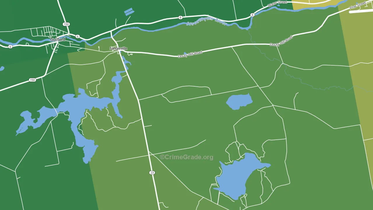 Sangerville, ME Map of Vehicle Theft Rates