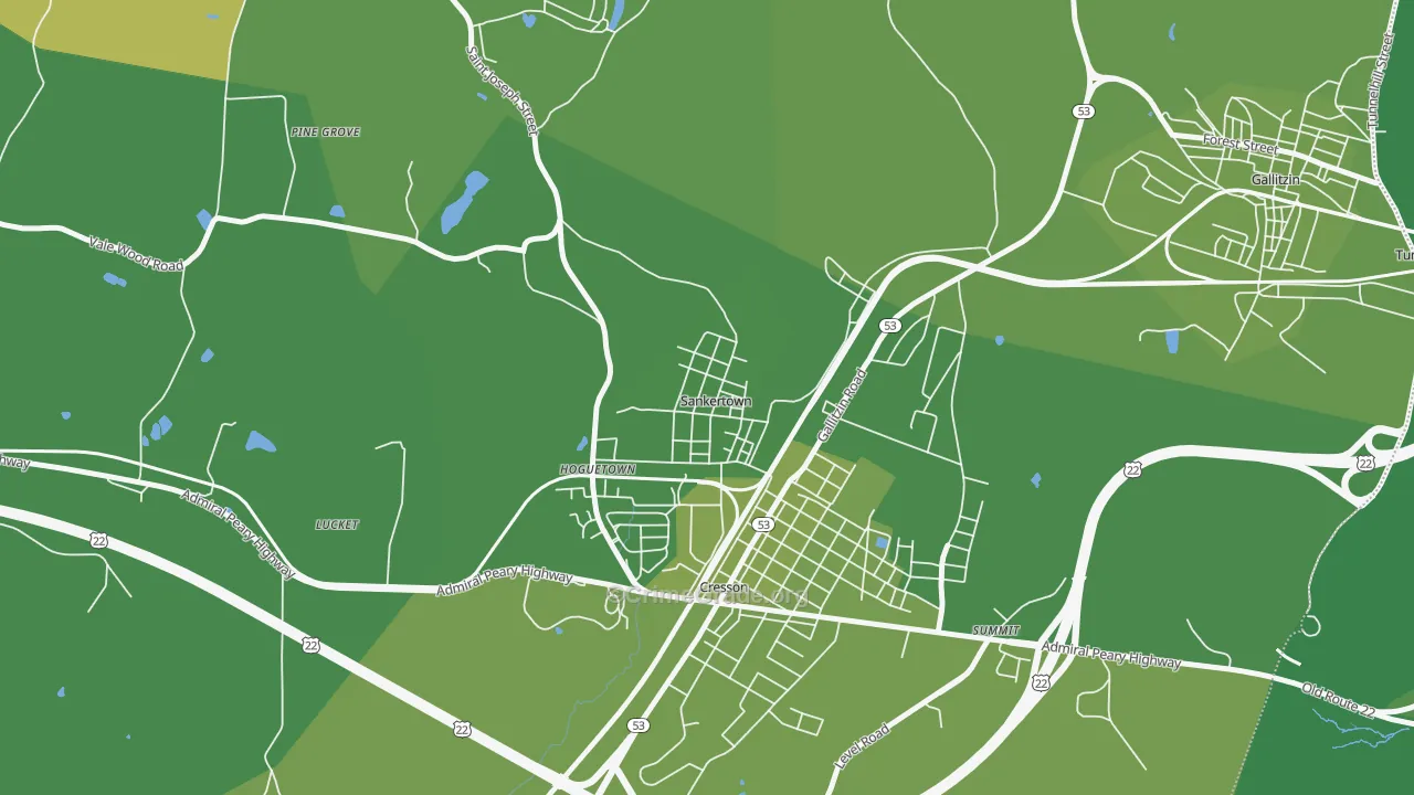 Sankertown, PA Map of Vehicle Theft Rates