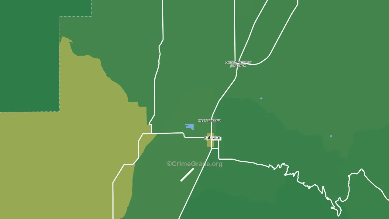 Sanpete County, UT Map of Vehicle Theft Rates