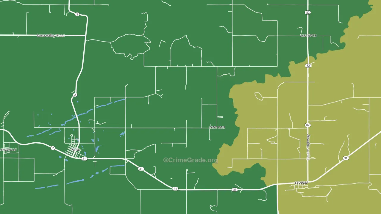 Sans Bois, OK Map of Vehicle Theft Rates