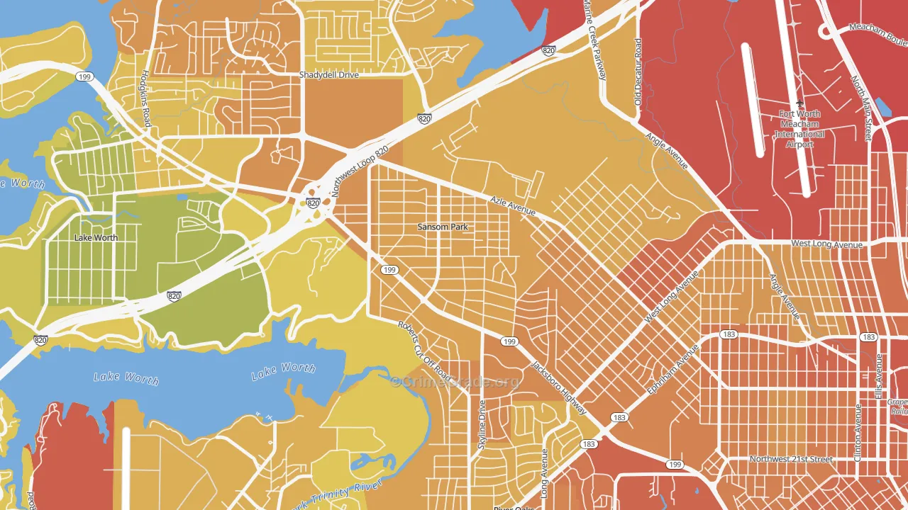 Sansom Park, TX Map of Vehicle Theft Rates