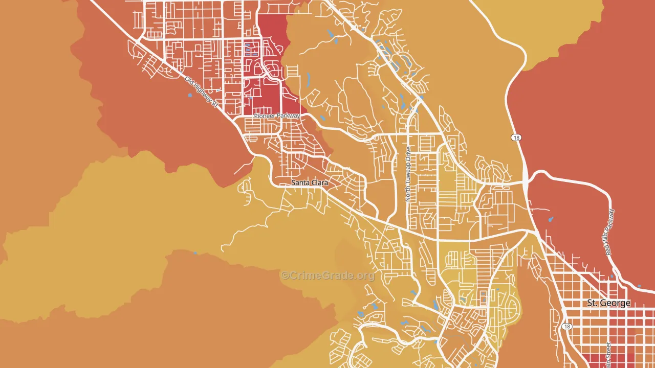 Santa Clara, UT Map of Vehicle Theft Rates