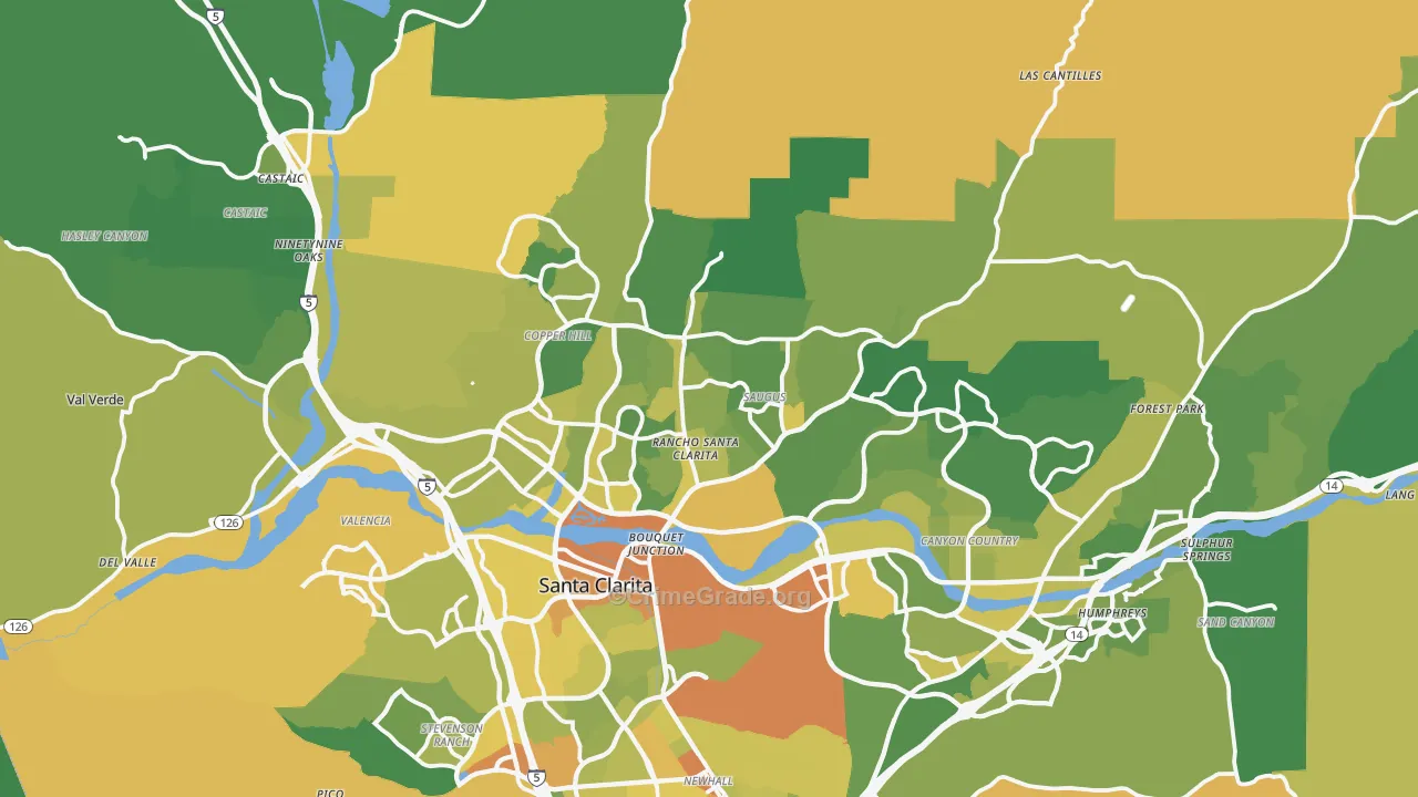 Santa Clarita, CA Map of Vehicle Theft Rates