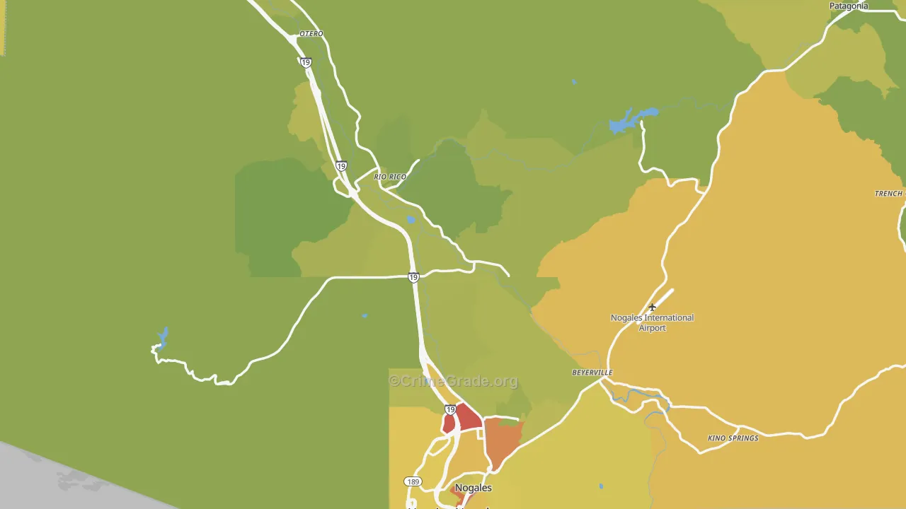Santa Cruz County, AZ Map of Vehicle Theft Rates