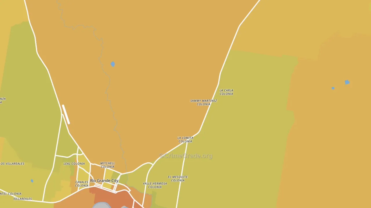 Santa Cruz, TX Map of Vehicle Theft Rates
