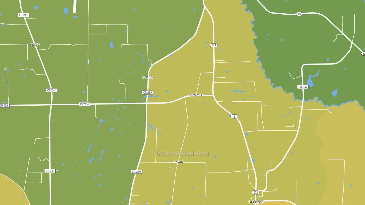 Santa Fe, FL Map of Vehicle Theft Rates