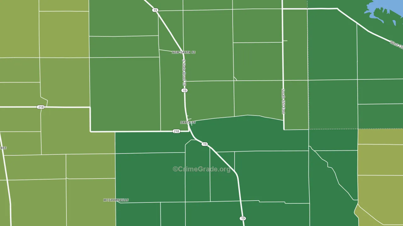 Santa Fe, IN Map of Vehicle Theft Rates