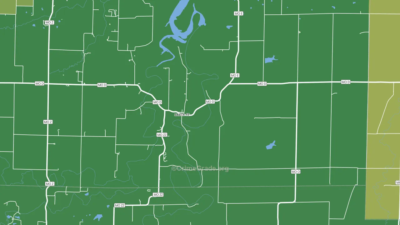 Santa Fe, MO Map of Vehicle Theft Rates