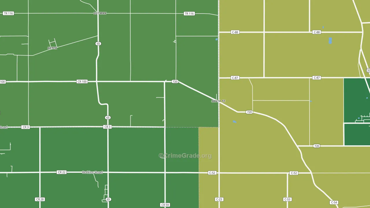 Santa Fe, OH Map of Vehicle Theft Rates