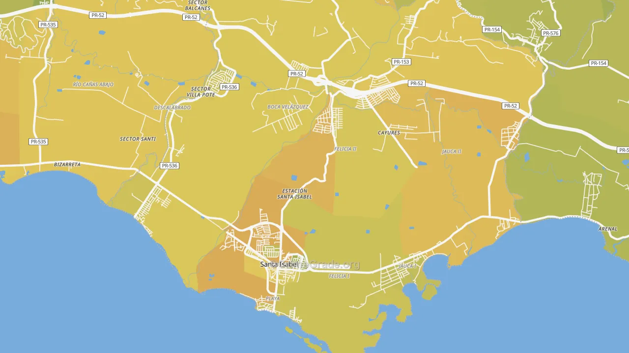 Santa Isabel Municipio, PR Map of Vehicle Theft Rates
