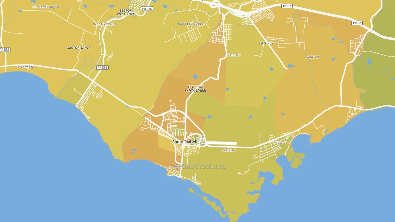 Santa Isabel, PR Map of Vehicle Theft Rates