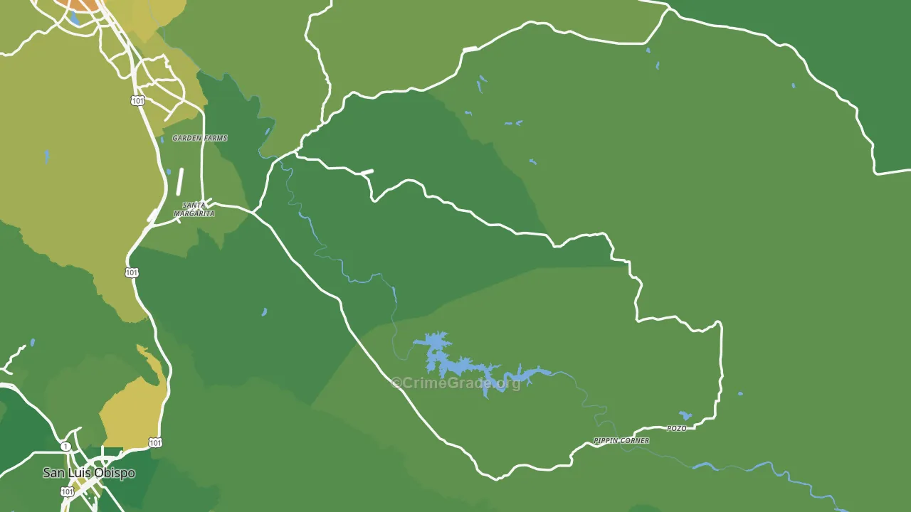 Santa Margarita, CA Map of Vehicle Theft Rates