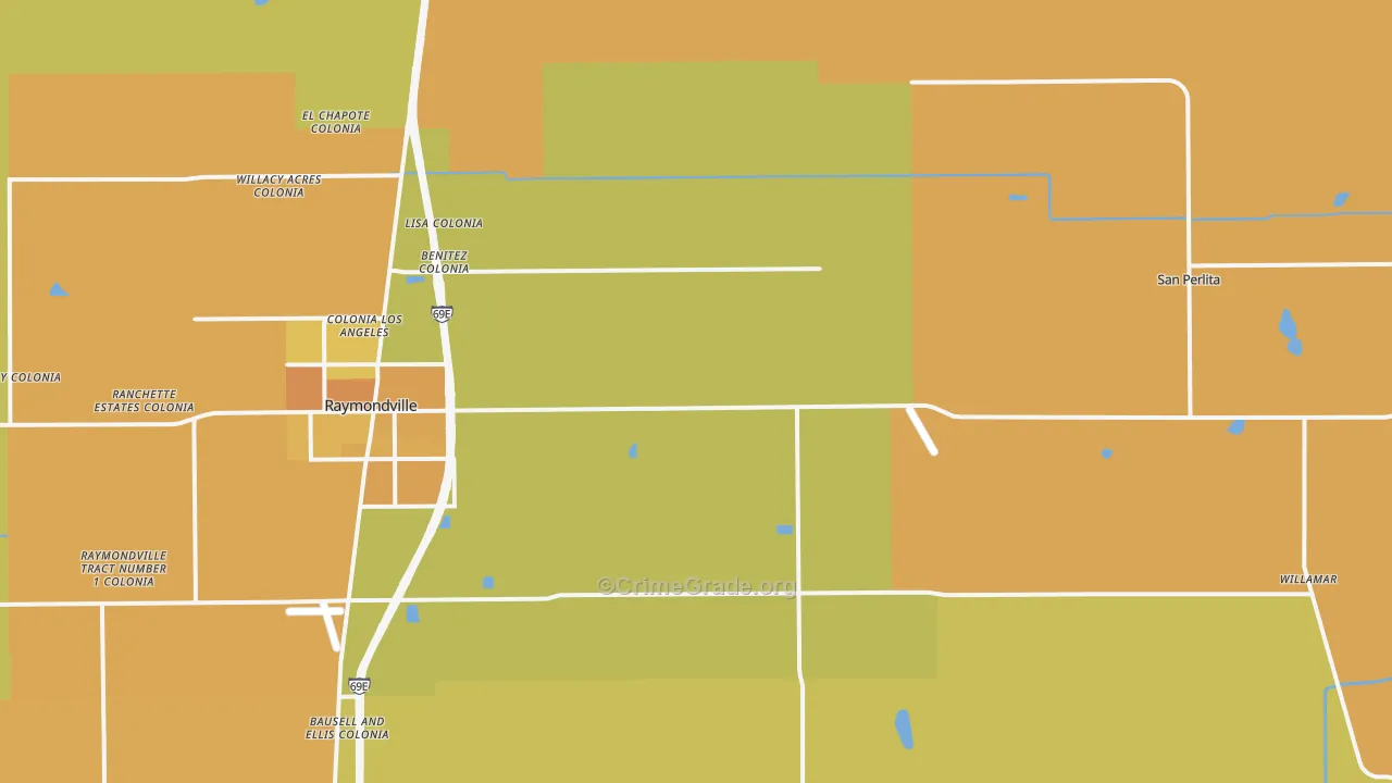 Santa Monica, TX Map of Vehicle Theft Rates