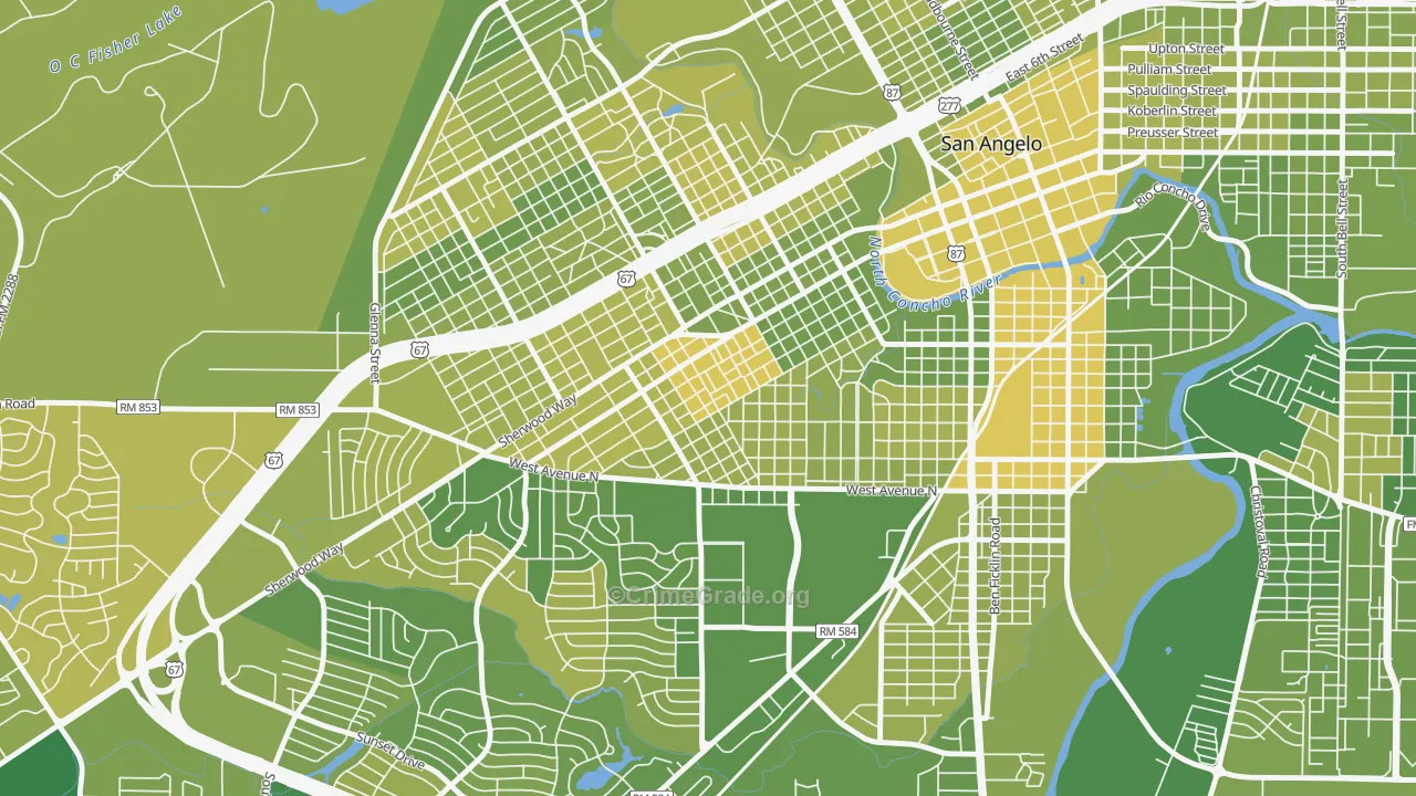 Santa Rita, San Angelo, TX Map of Vehicle Theft Rates