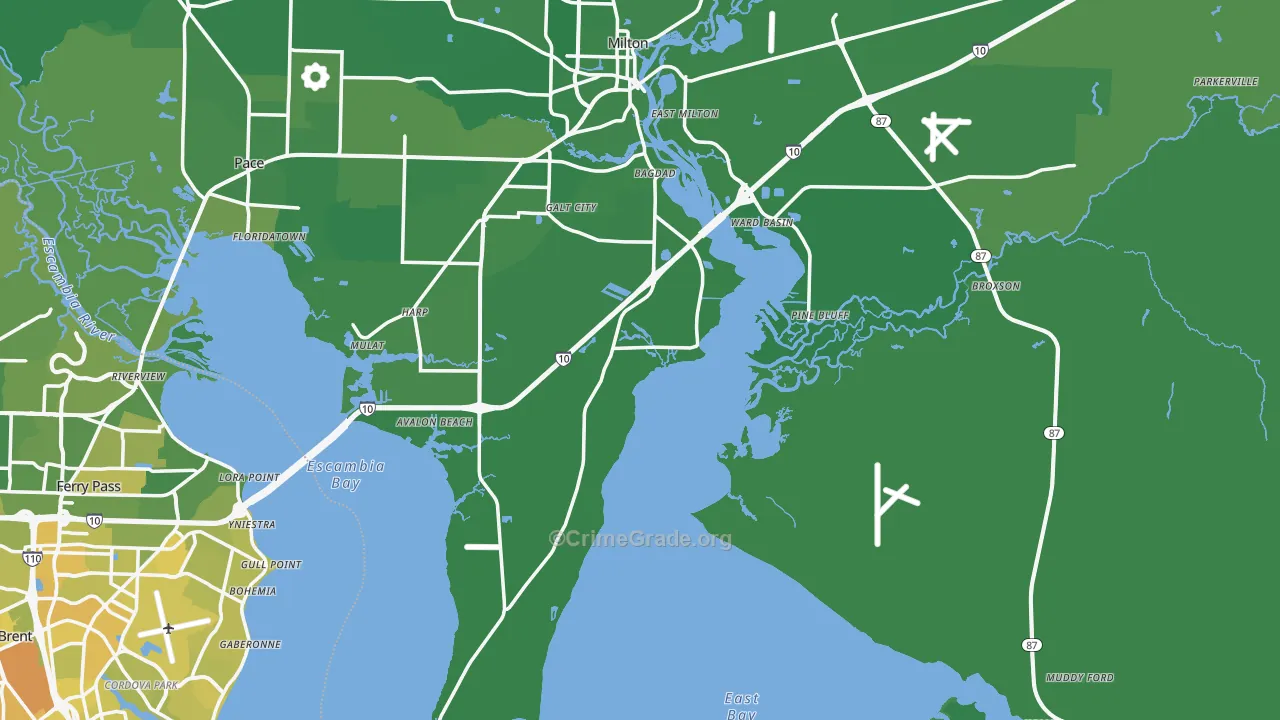 Santa Rosa County, FL Map of Vehicle Theft Rates