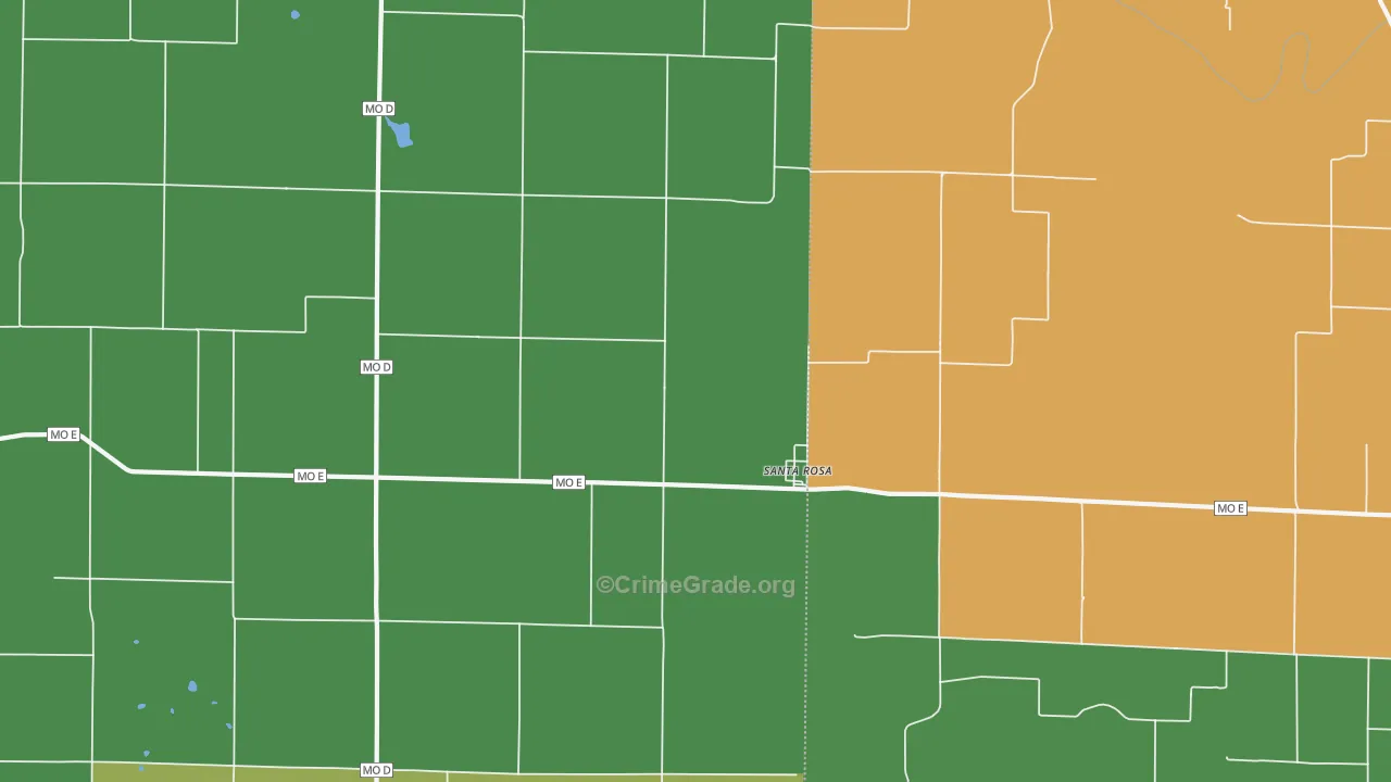 Santa Rosa, MO Map of Vehicle Theft Rates