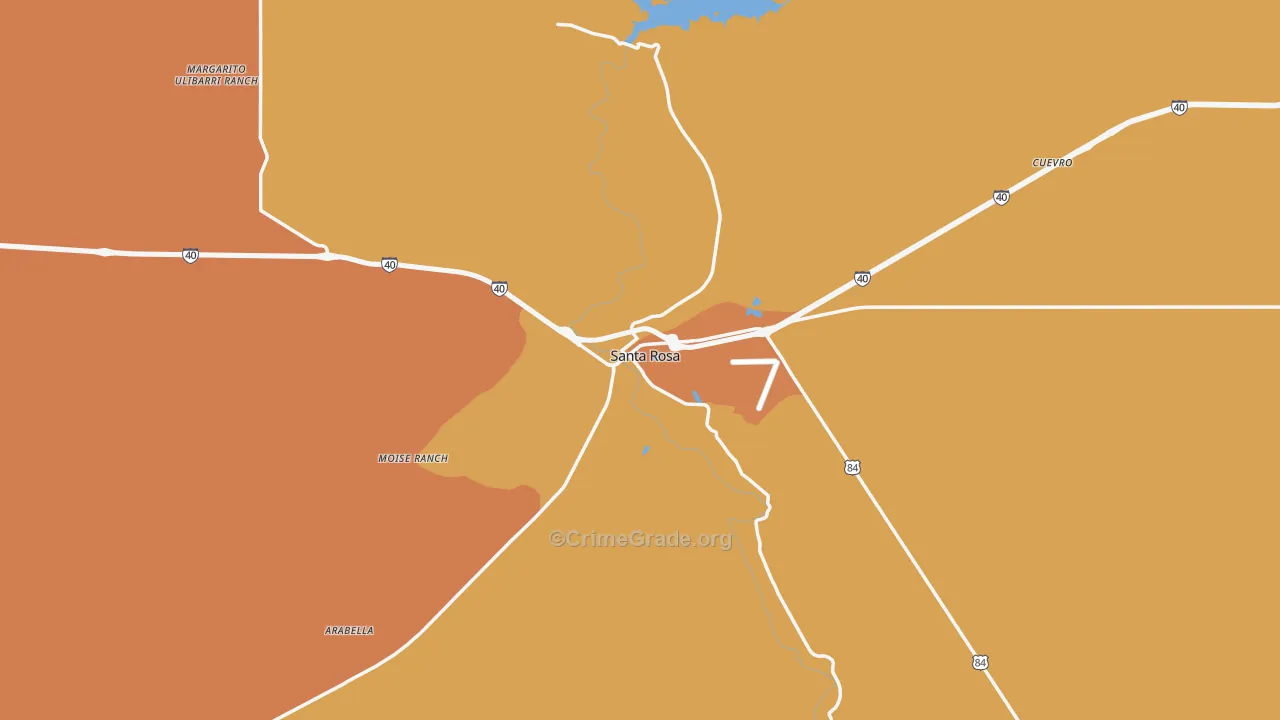 Santa Rosa, NM Map of Vehicle Theft Rates