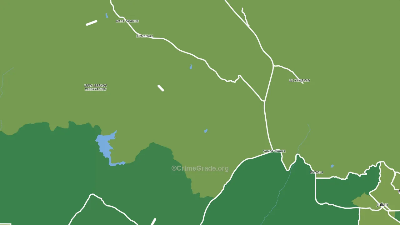 Santa Ysabel, CA Map of Vehicle Theft Rates