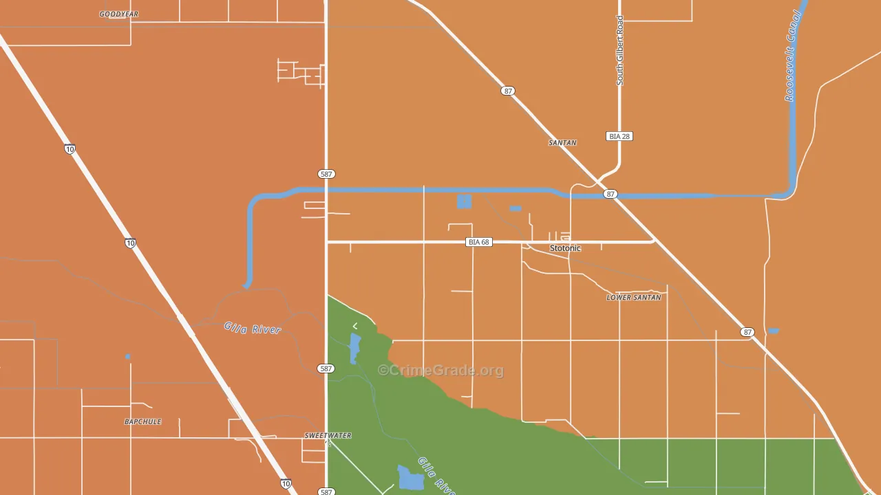 Santan, AZ Map of Vehicle Theft Rates