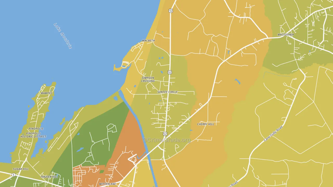 Santee Circle, SC Map of Vehicle Theft Rates