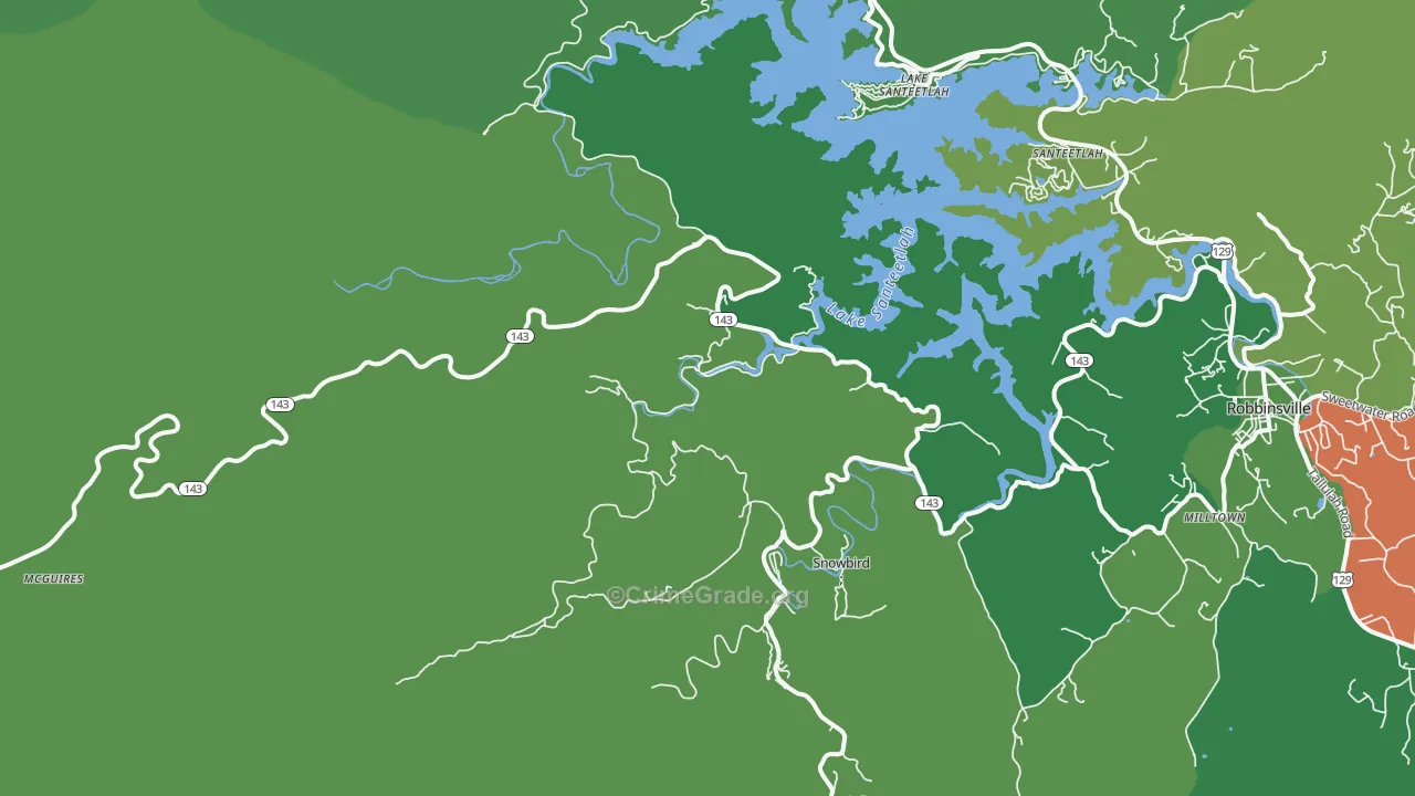 Santeetlah, NC Map of Vehicle Theft Rates