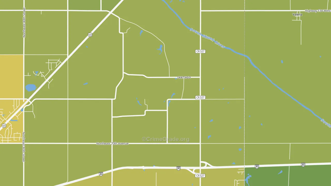 Santiago, IA Map of Vehicle Theft Rates