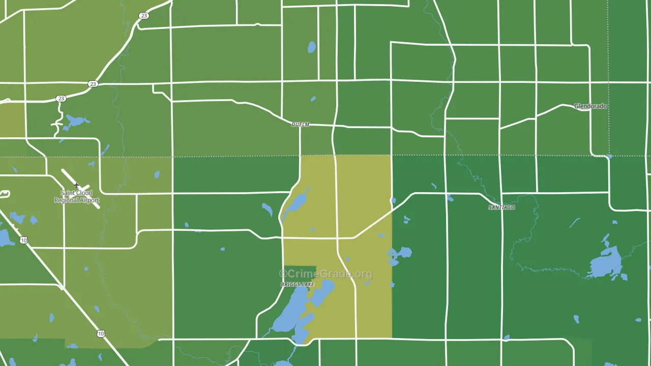 Santiago, MN Map of Vehicle Theft Rates