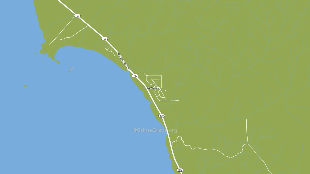 Santiago, WA Map of Vehicle Theft Rates