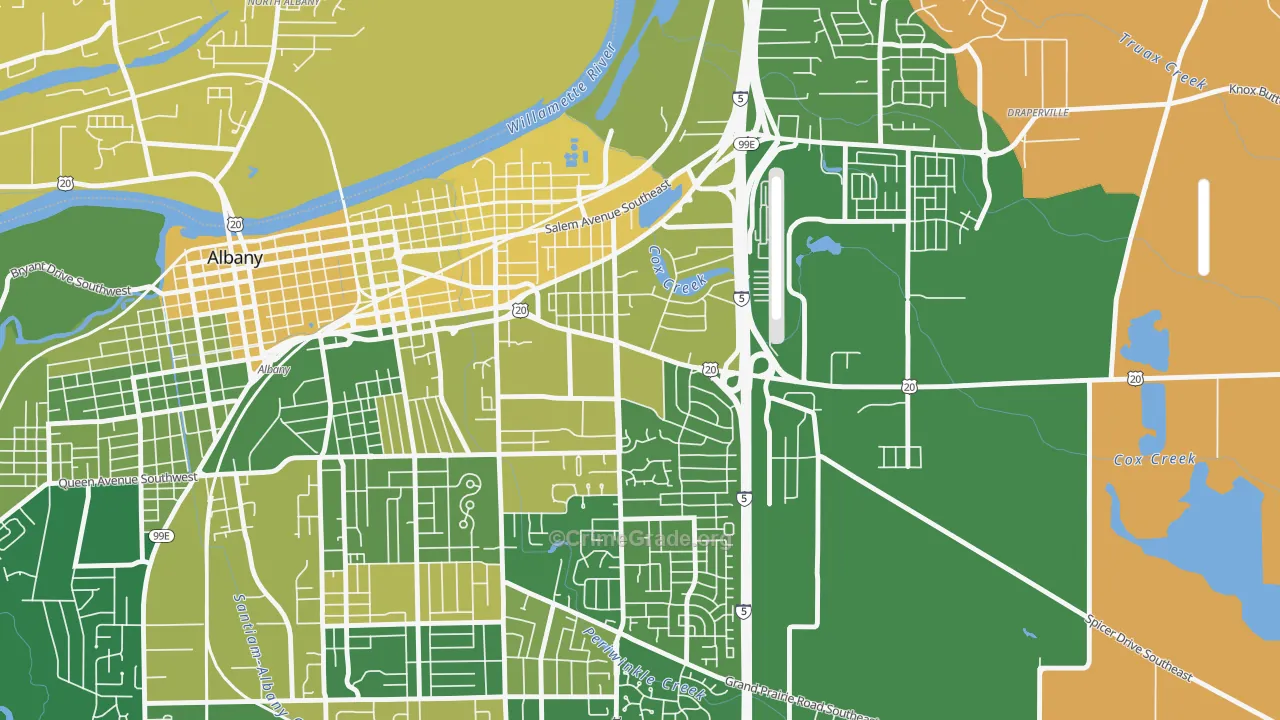 Santiam, Albany, OR Map of Vehicle Theft Rates