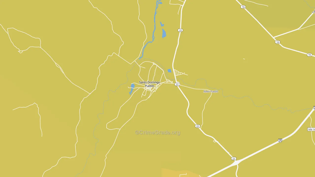 Santo Domingo Pueblo, NM Map of Vehicle Theft Rates