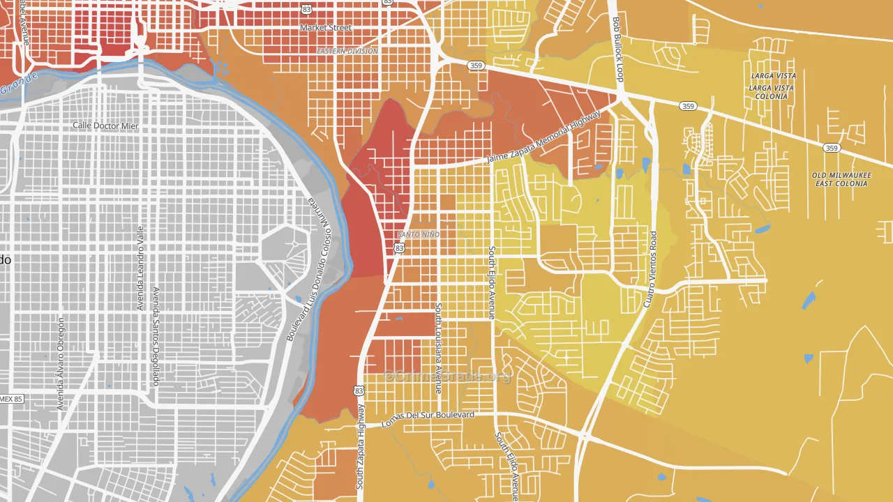 Santo Nino, Laredo, TX Map of Vehicle Theft Rates