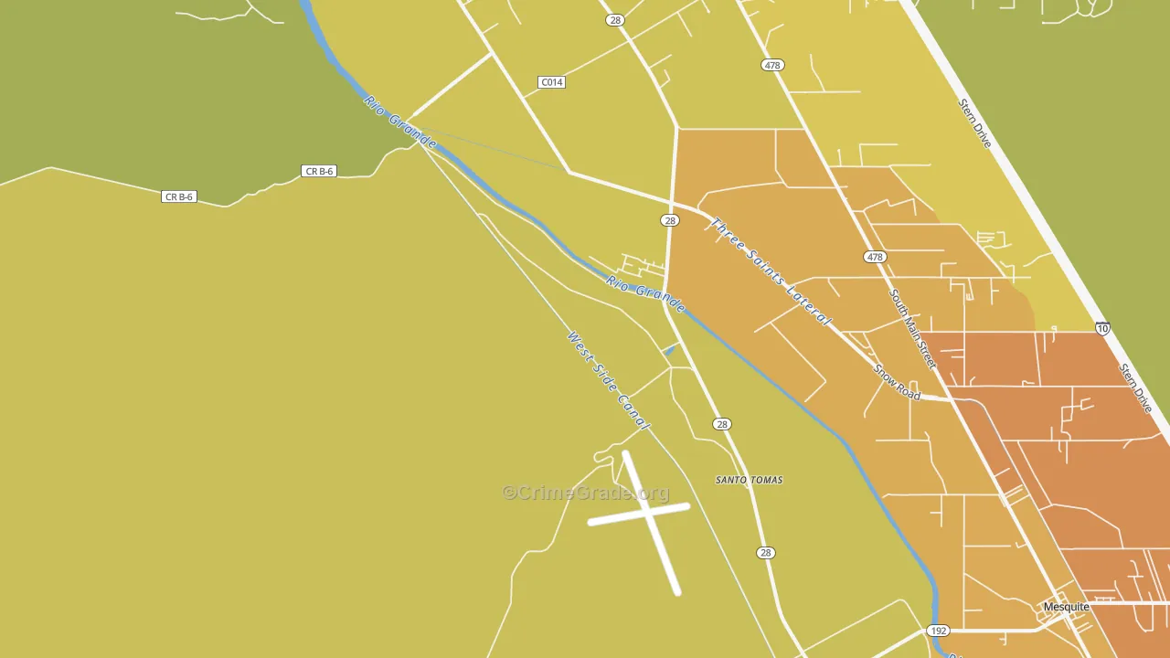 Santo Tomas, NM Map of Vehicle Theft Rates