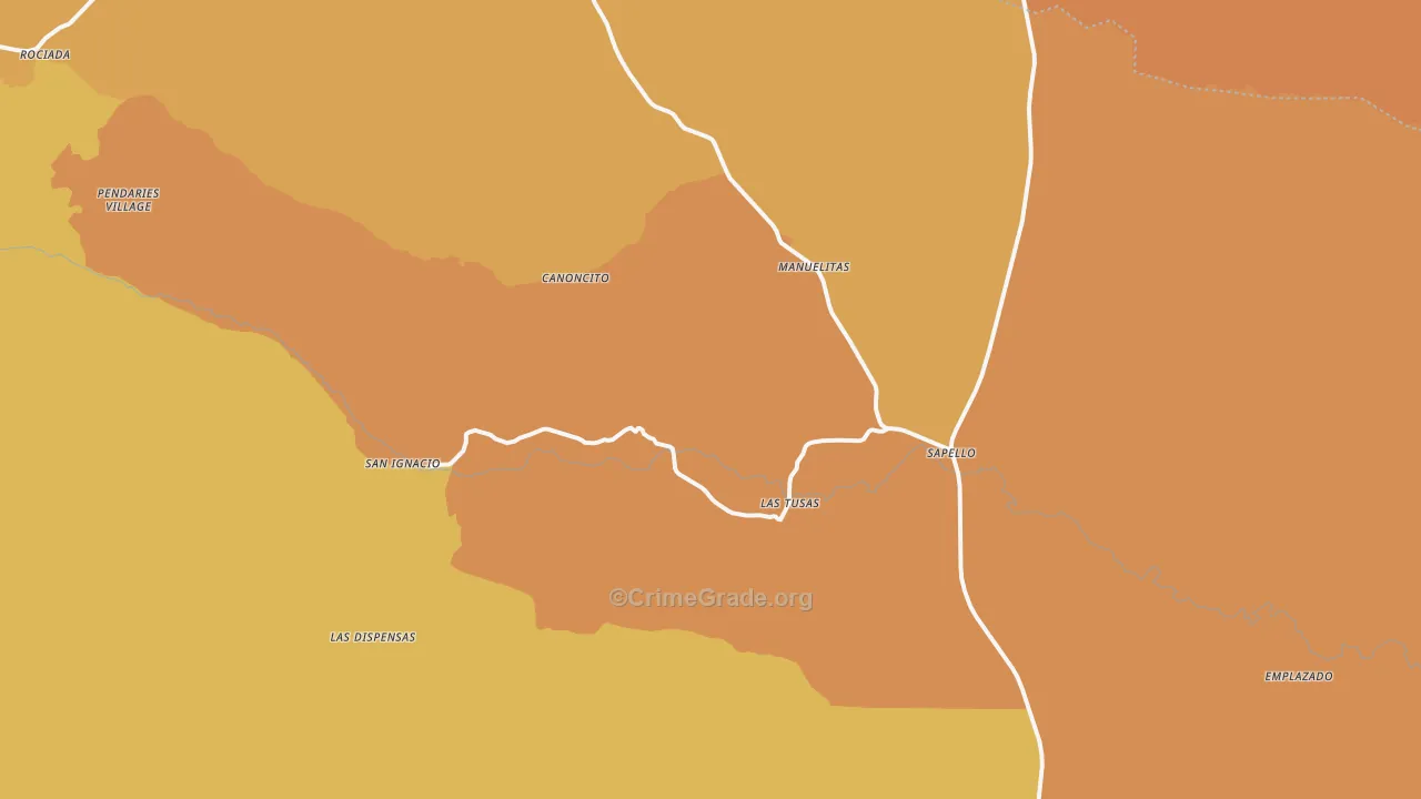 Sapello, NM Map of Vehicle Theft Rates