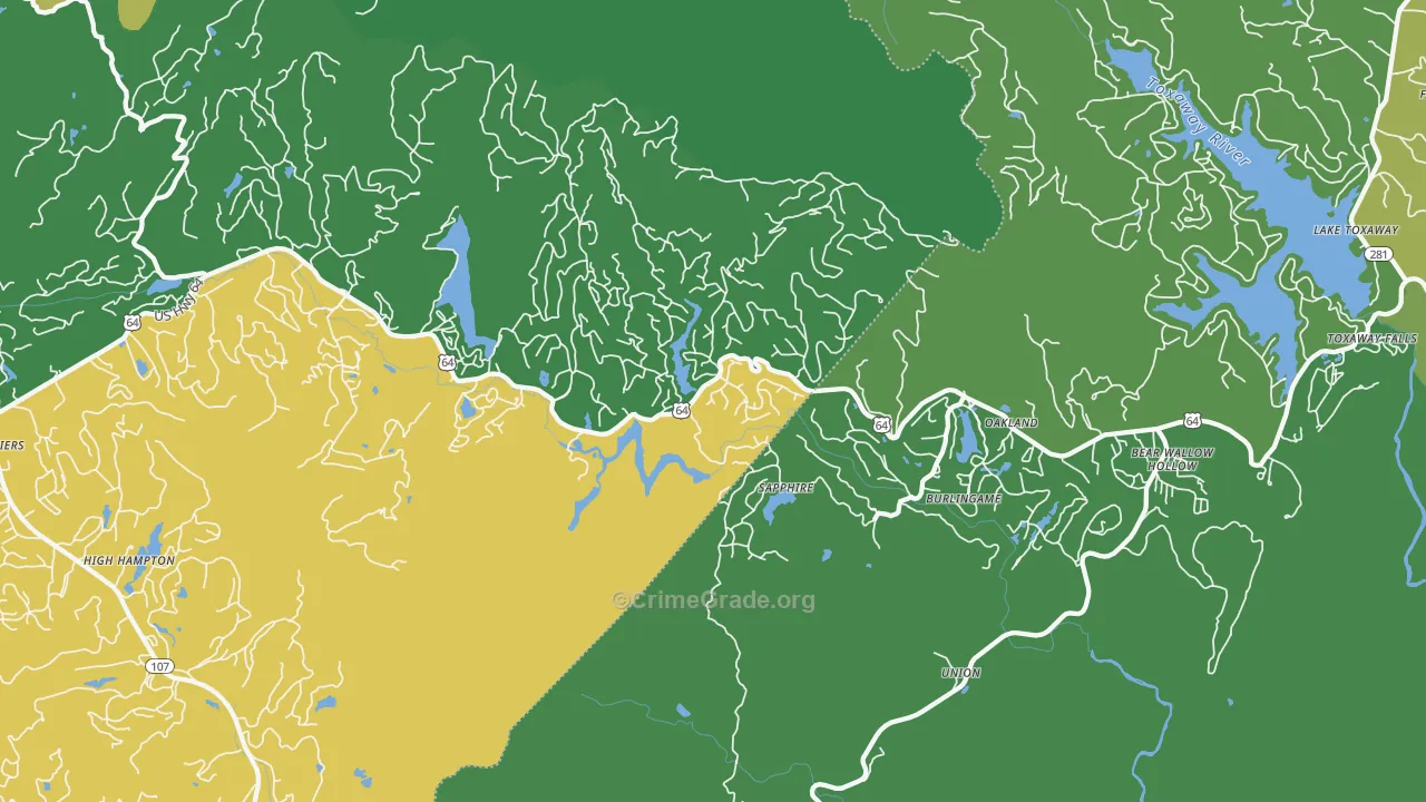 Sapphire, NC Map of Vehicle Theft Rates