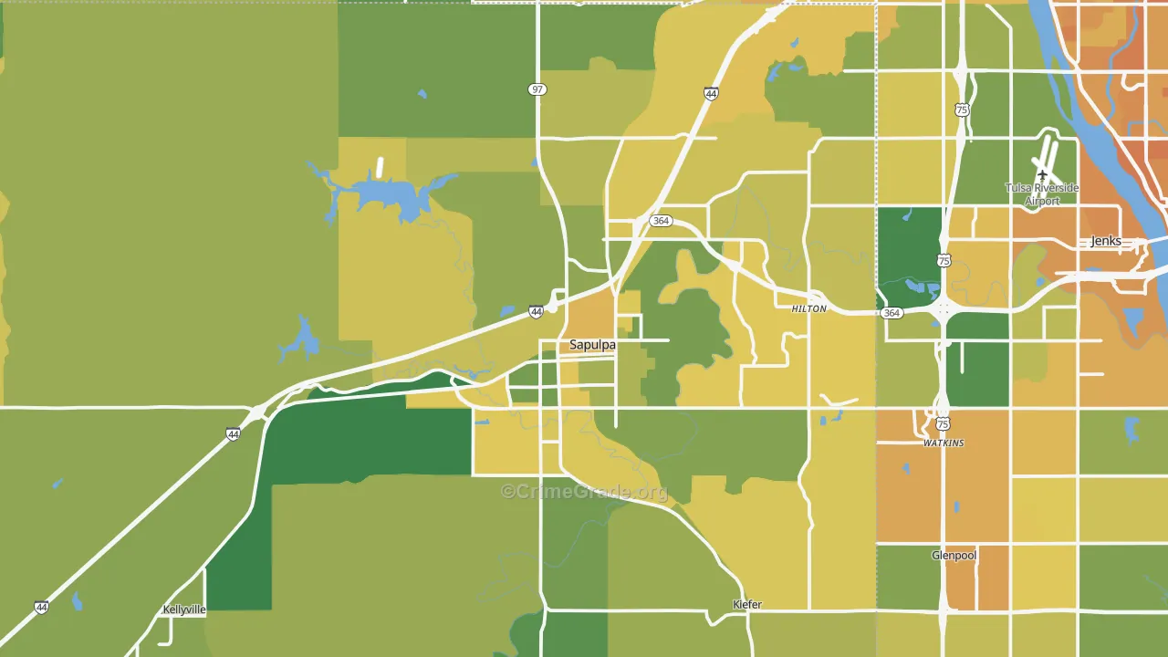 Sapulpa, OK Map of Vehicle Theft Rates