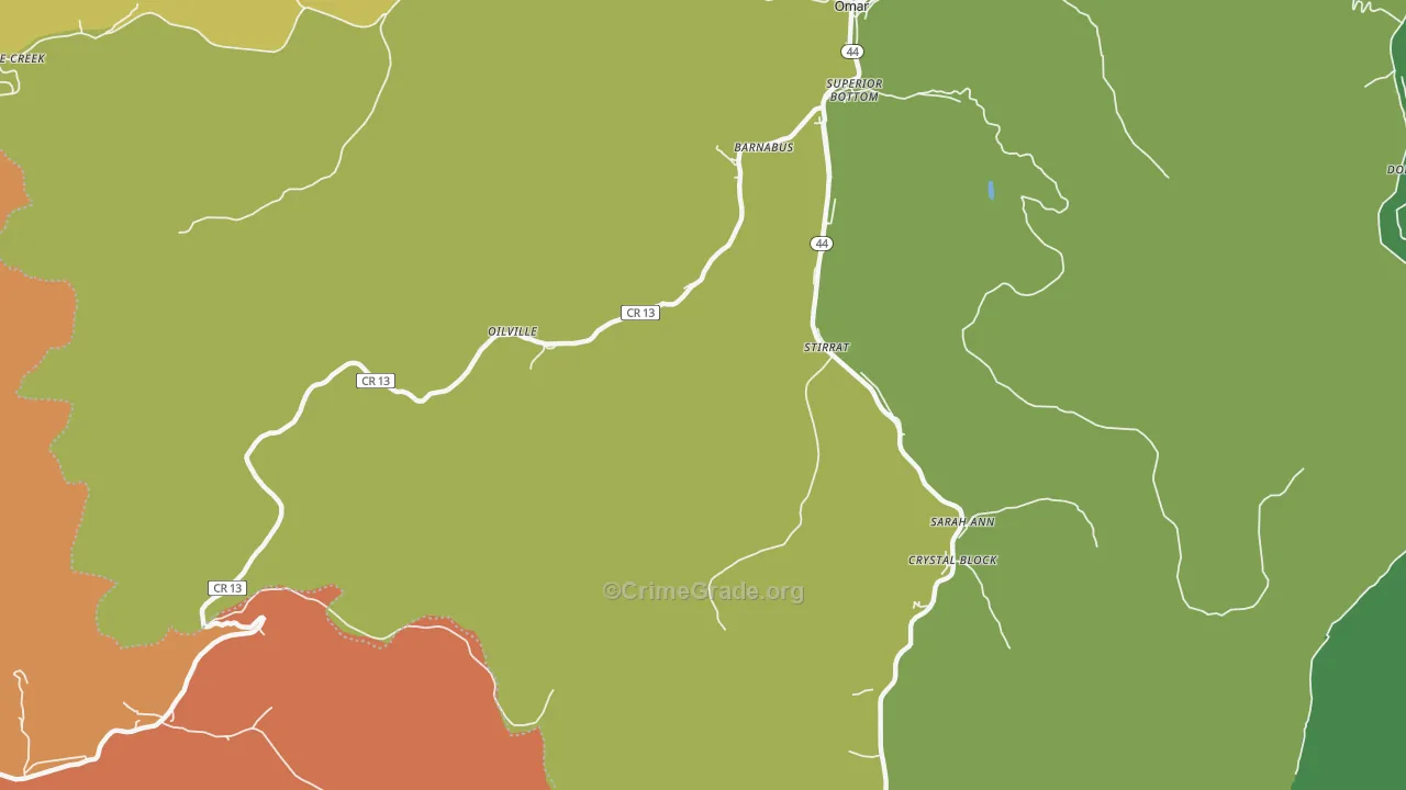 Sarah Ann, WV Map of Vehicle Theft Rates