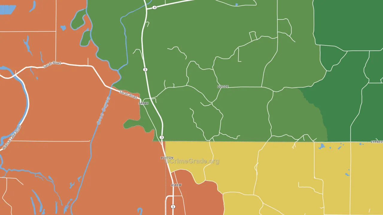 Sarah, MS Map of Vehicle Theft Rates