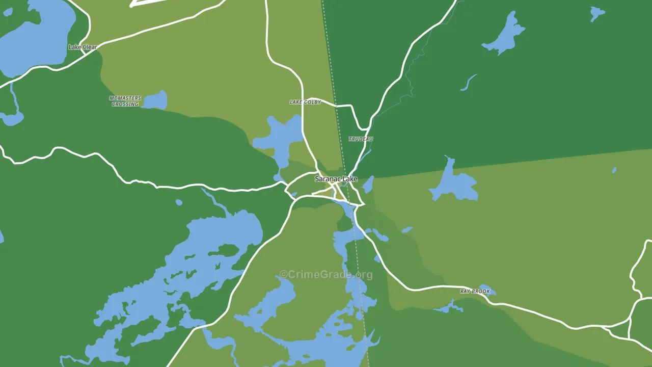 Saranac Lake, NY Map of Vehicle Theft Rates