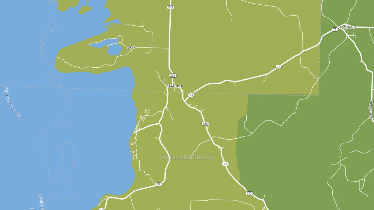 Saratoga, AR Map of Vehicle Theft Rates
