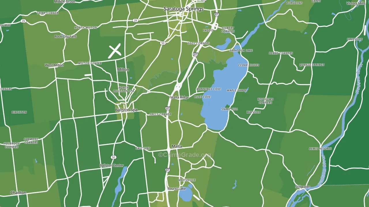 Saratoga County, NY Map of Vehicle Theft Rates