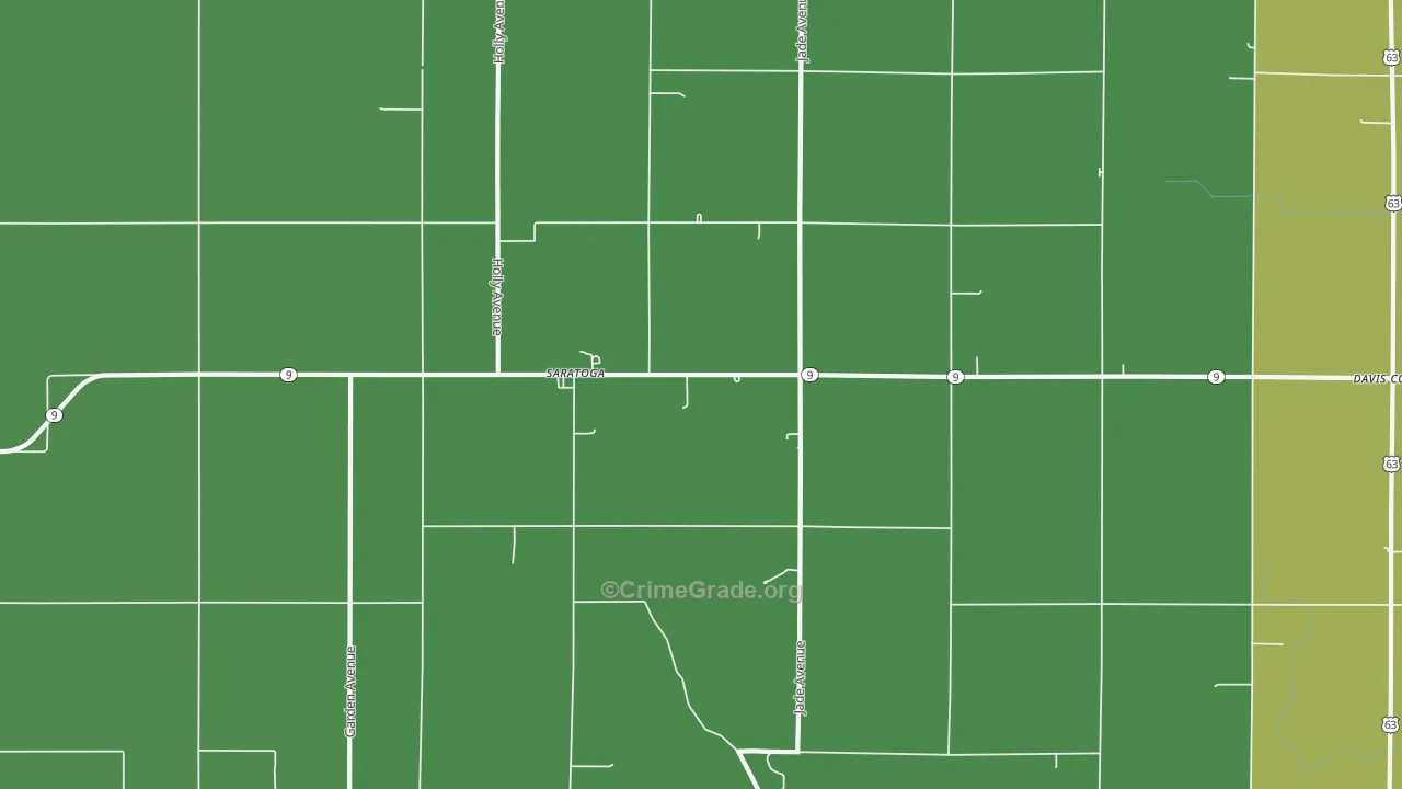 Saratoga, IA Map of Vehicle Theft Rates