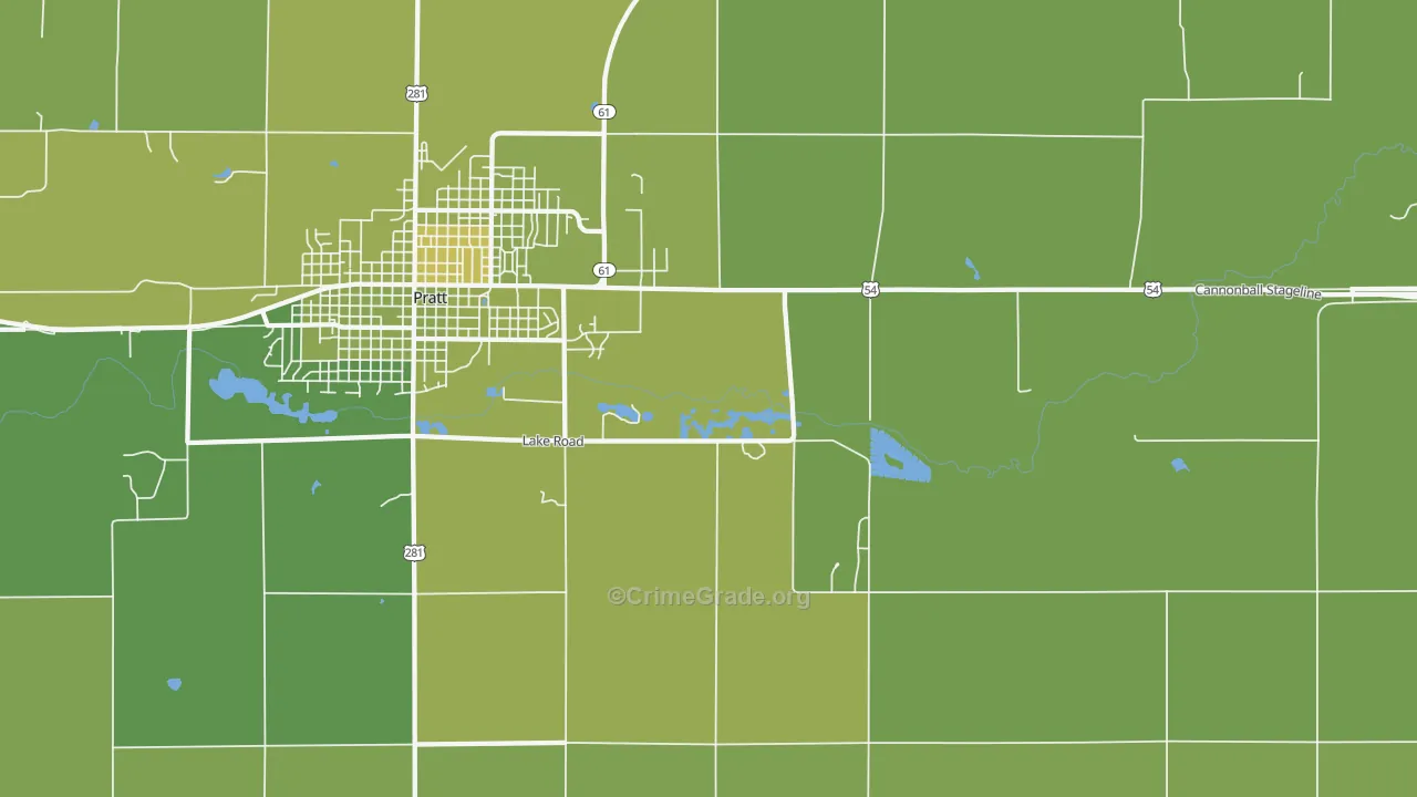 Saratoga, KS Map of Vehicle Theft Rates