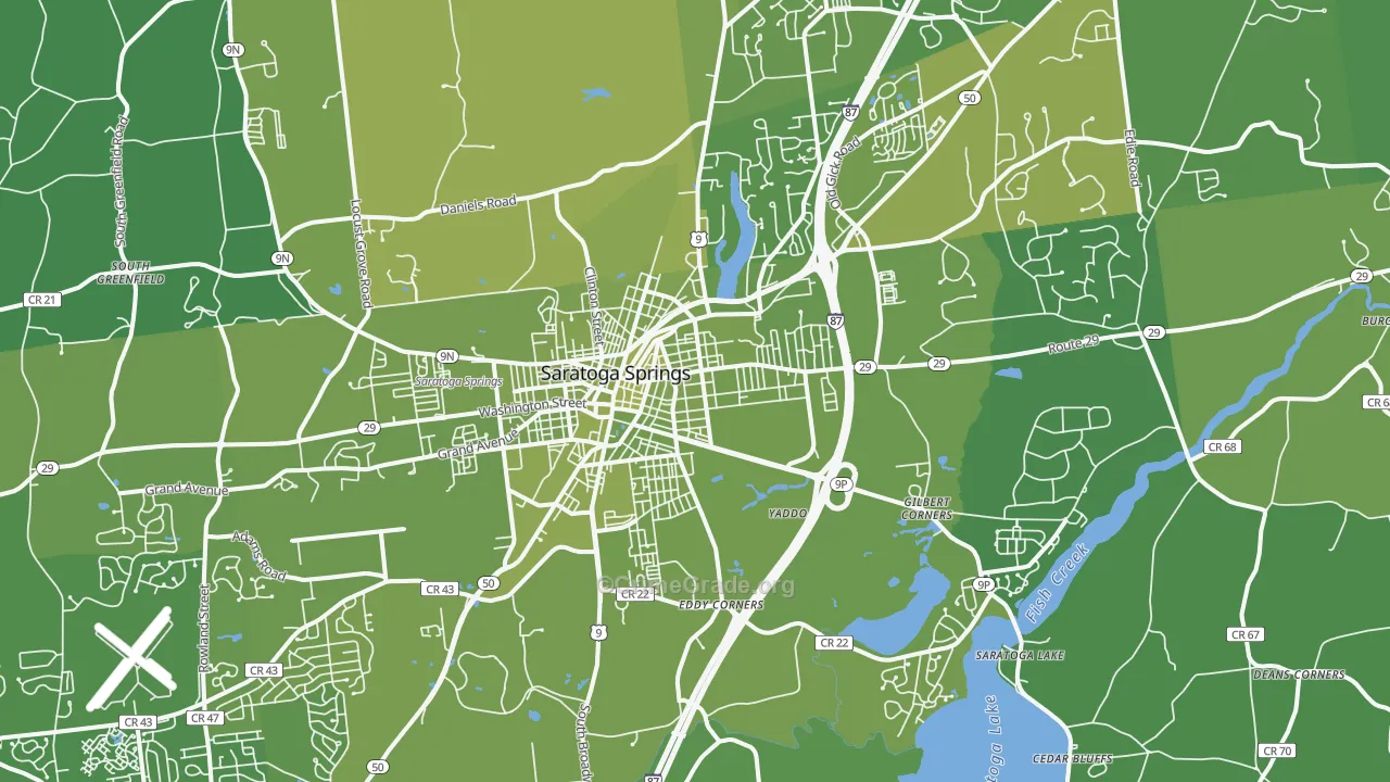Saratoga Springs, NY Map of Vehicle Theft Rates