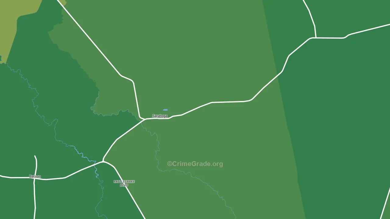 Saratoga, TX Map of Vehicle Theft Rates