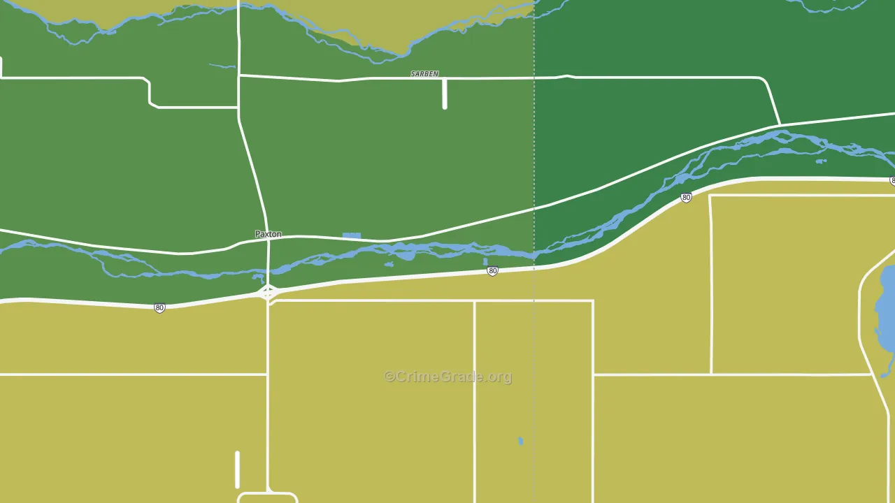 Sarben, NE Map of Vehicle Theft Rates