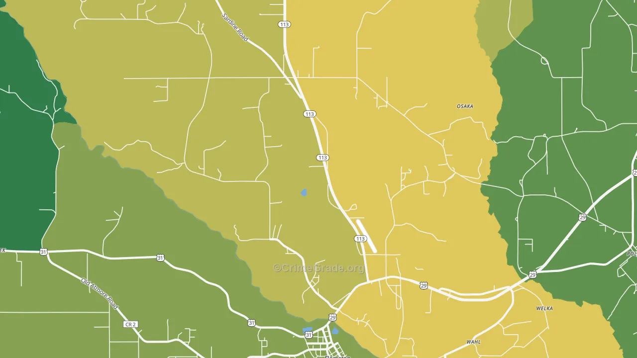 Sardine, AL Map of Vehicle Theft Rates